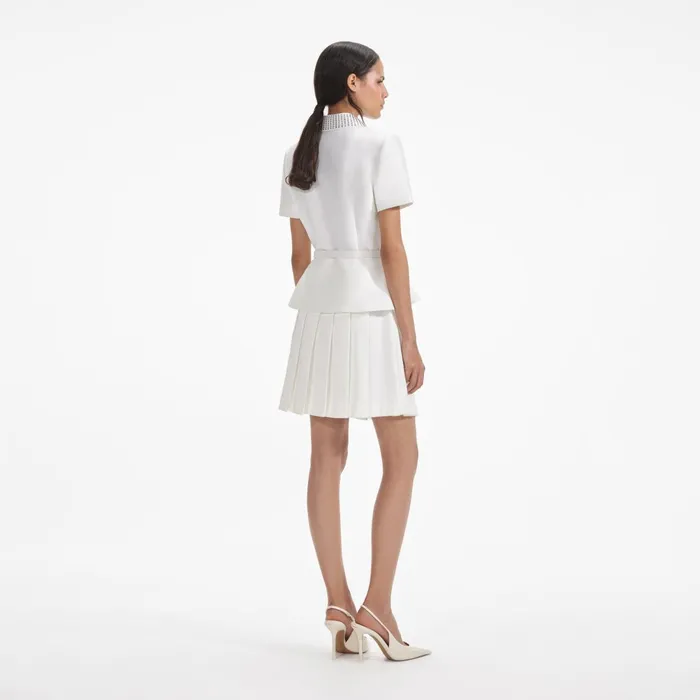 Self Portrait Dresses Women Cream Taffeta Diamante Mini Dress