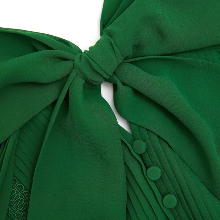 Self Portrait Dresses Women Green Chiffon Cape Midi Dress Green