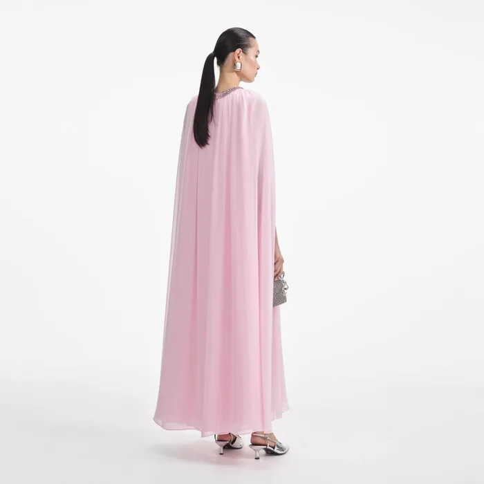 Self Portrait Dresses Women Pink Chiffon Cape Midi Dress Pink