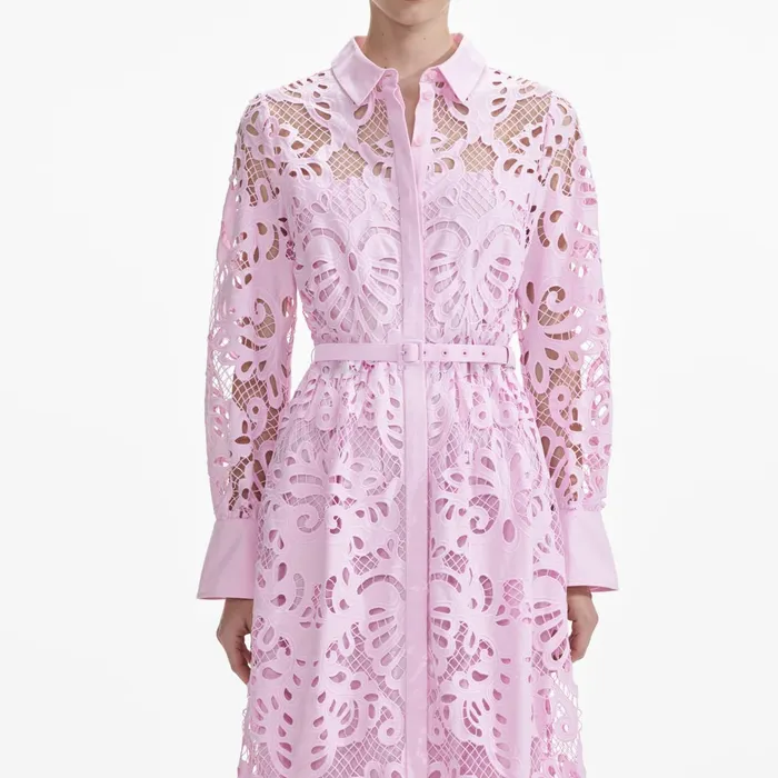 Self Portrait Dresses Women Pink Cotton Lace Maxi Dress