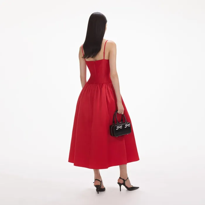 Self Portrait Dresses Women Red Taffeta Midi Dress