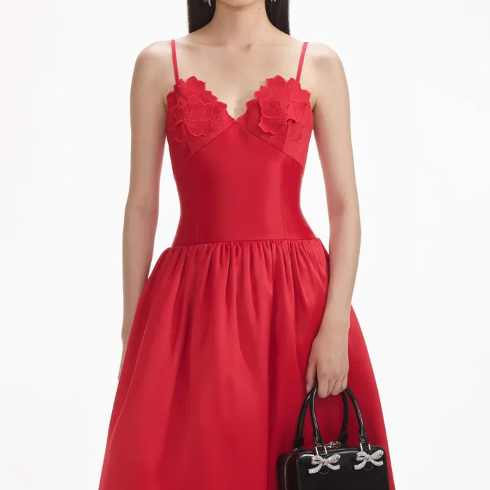 Self Portrait Dresses Women Red Taffeta Midi Dress
