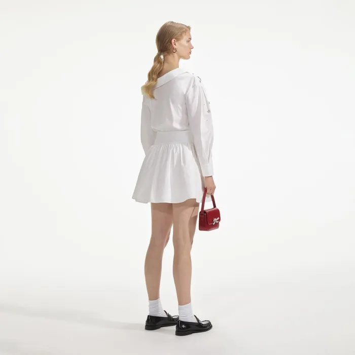 Self Portrait Dresses Women White Cotton Embellished Mini Dress Self Portrait Dresses Women White Cotton Embellished Mini Dress