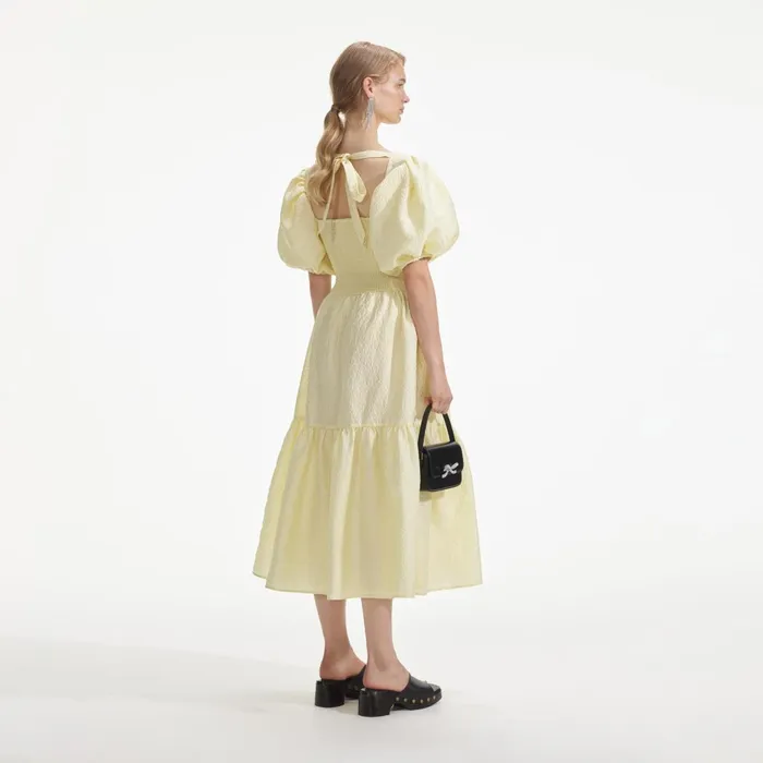 Self Portrait Dresses Women Yellow Jacquard Midi Dress Self Portrait Dresses Women Yellow Jacquard Midi Dress