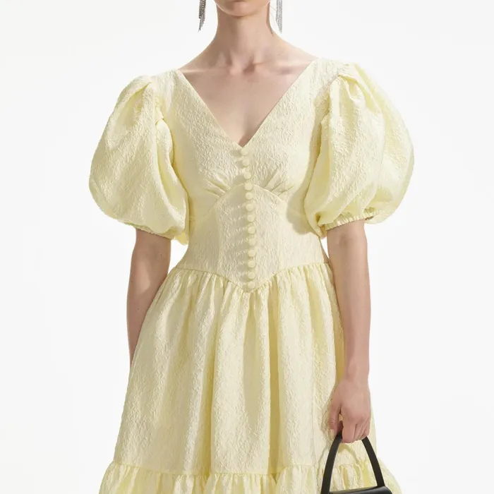 Self Portrait Dresses Women Yellow Jacquard Midi Dress Self Portrait Dresses Women Yellow Jacquard Midi Dress