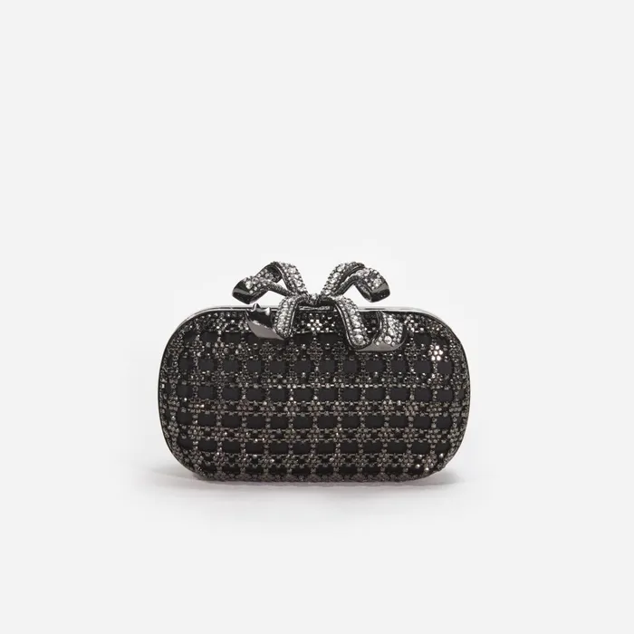 Self Portrait Handbags Women Black Crystal Clutch Bag