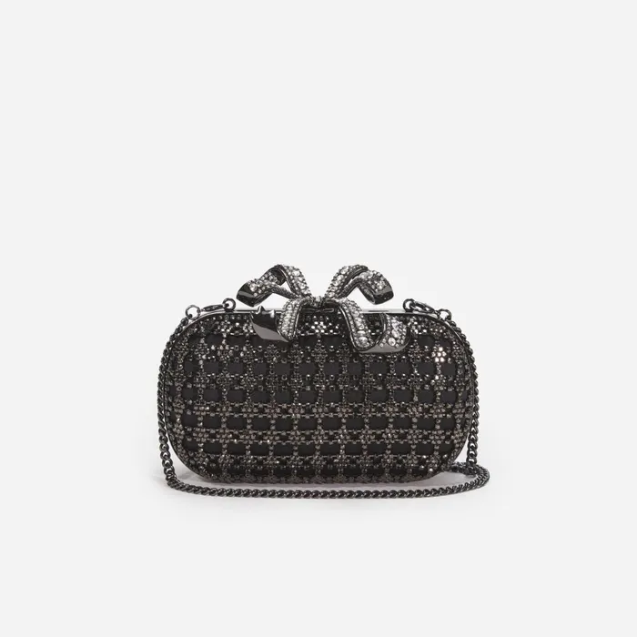 Self Portrait Handbags Women Black Crystal Clutch Bag