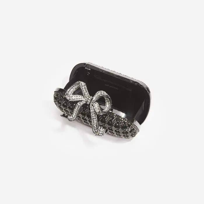 Self Portrait Handbags Women Black Crystal Clutch Bag