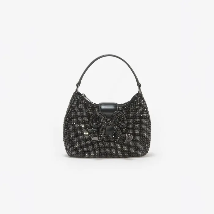 Self Portrait Handbags Women Black Diamante Crescent Bow Bag