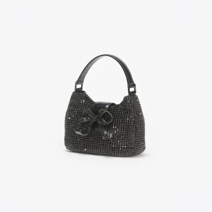 Self Portrait Handbags Women Black Diamante Crescent Bow Bag