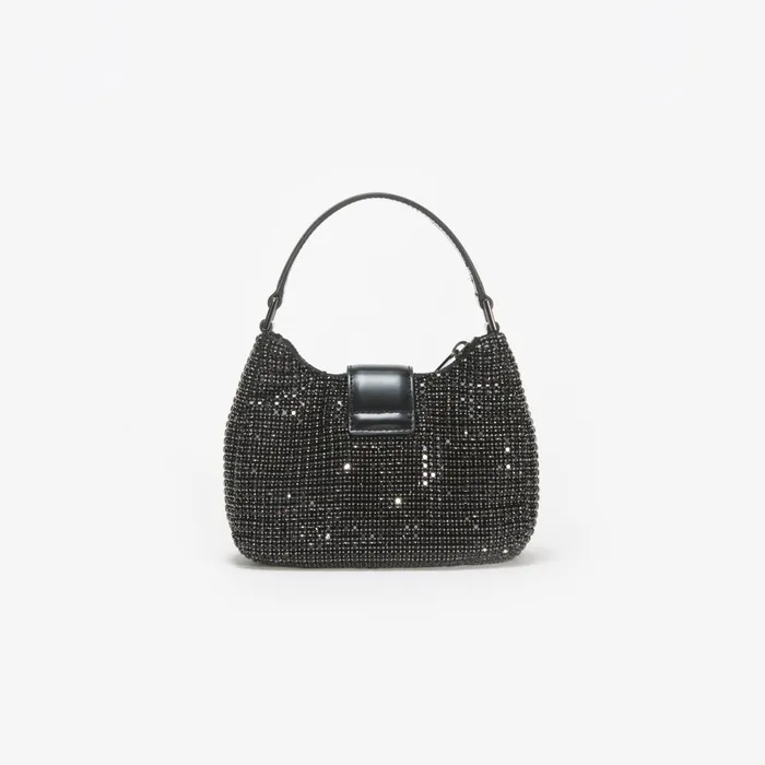 Self Portrait Handbags Women Black Diamante Crescent Bow Bag