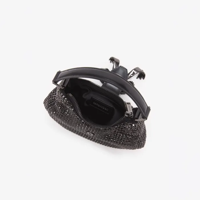 Self Portrait Handbags Women Black Diamante Crescent Bow Bag