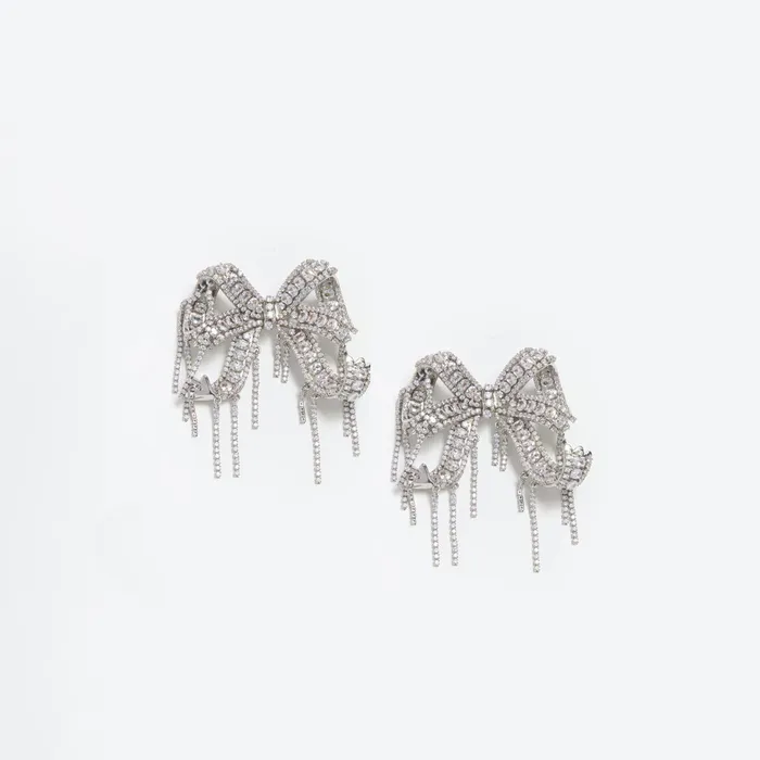Self Portrait Jewellery Women Crystal Embellished Bow Earrings