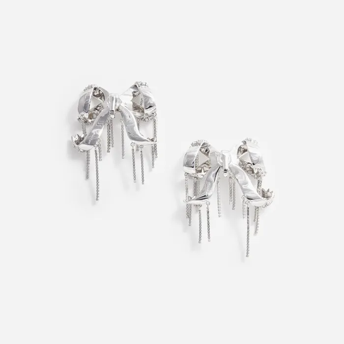Self Portrait Jewellery Women Crystal Embellished Bow Earrings