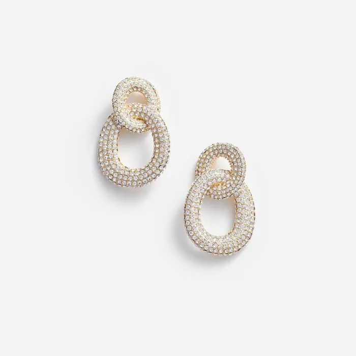 Self Portrait Jewellery Women Gold Crystal Link Earrings