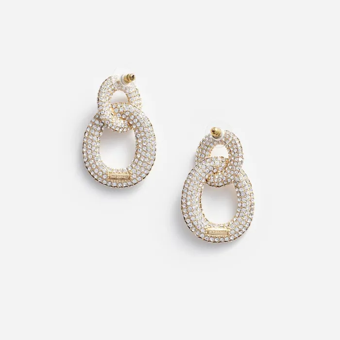 Self Portrait Jewellery Women Gold Crystal Link Earrings