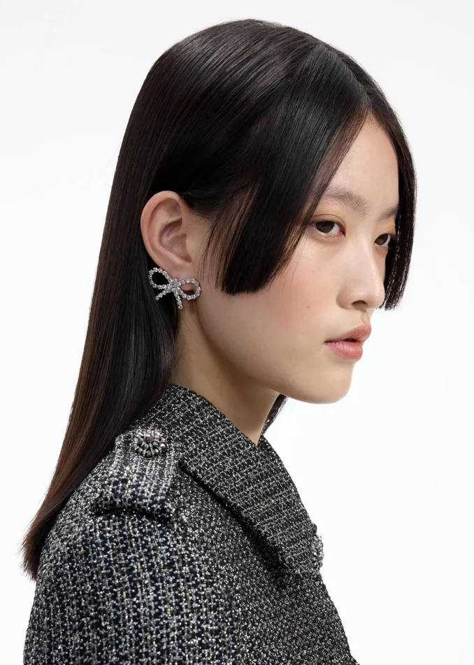 Self Portrait Jewellery Women Mini Bow Crystal Earrings