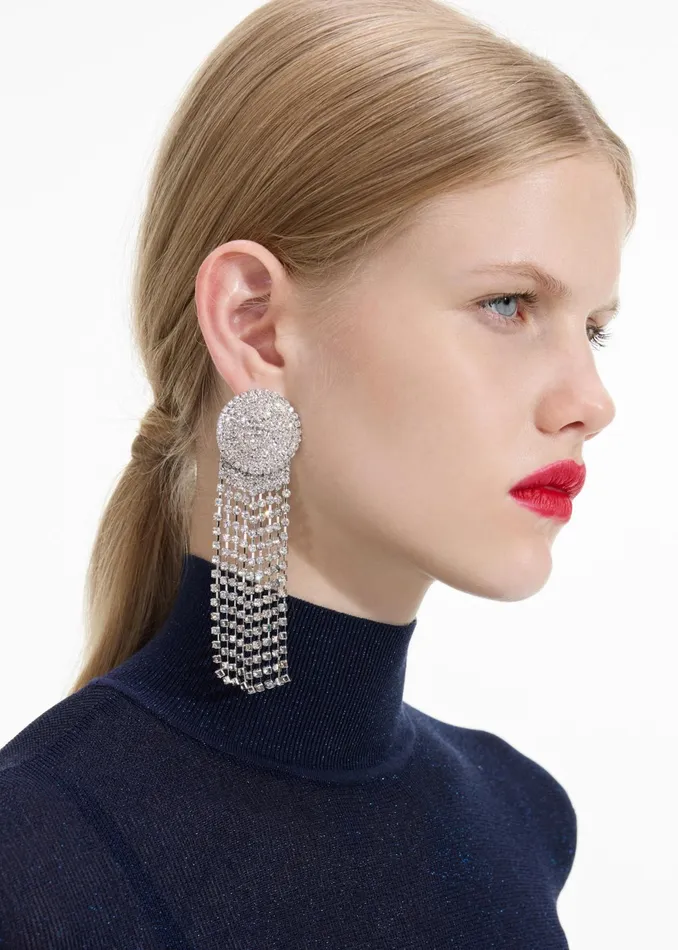 Self Portrait Jewellery Women Round Crystal Droplet Earrings
