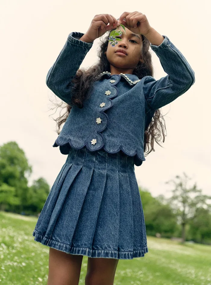 Self Portrait Kids Blue Denim Jacket