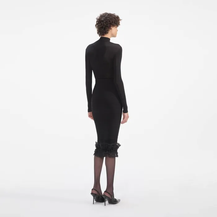 Self Portrait Knitwear Women Black Knit Cut Out Bodysuit Black