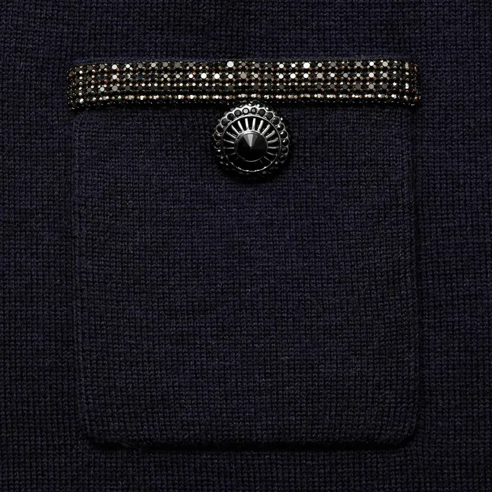 Self Portrait Knitwear Women Navy Embellished Knit Midi Skirt
