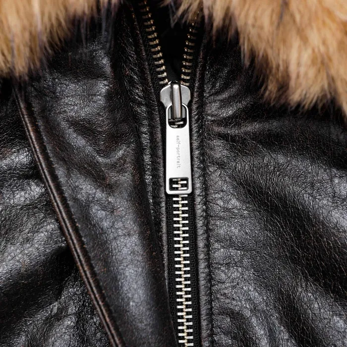 Self Portrait Outerwear Women Black Leather Shearling Collar Jacket