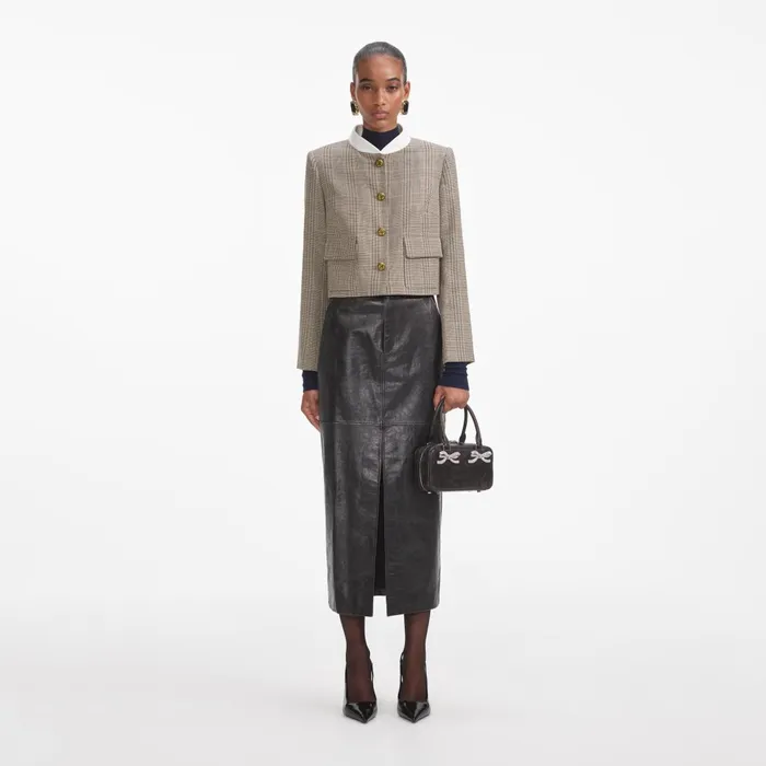 Self Portrait Outerwear Women Check Wool Jacket