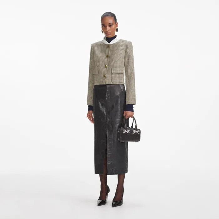 Self Portrait Outerwear Women Check Wool Jacket