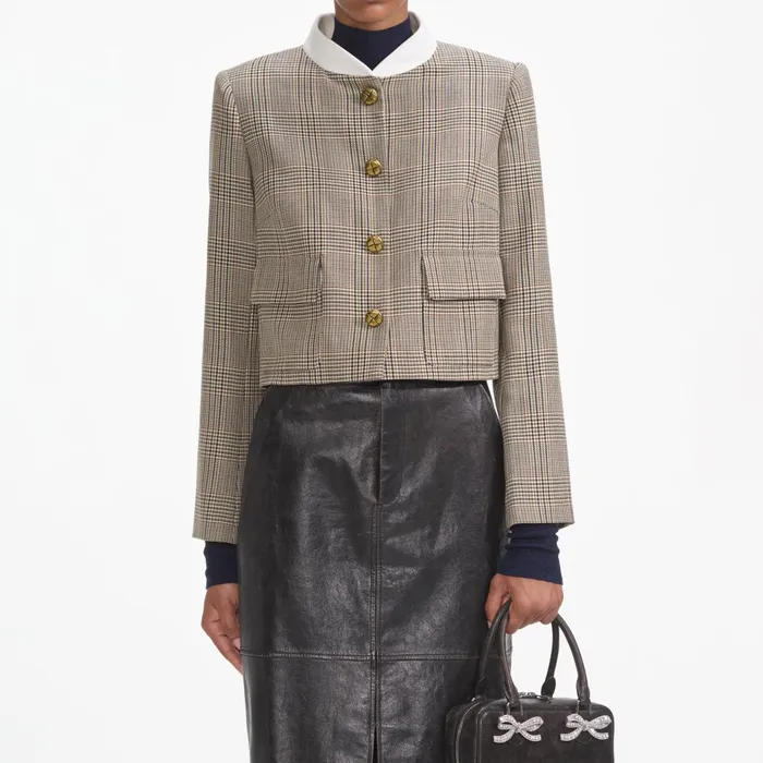 Self Portrait Outerwear Women Check Wool Jacket