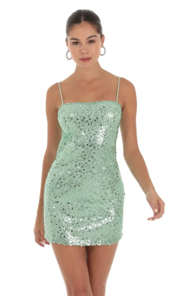 Sequin Dress Green Women LUCY IN THE SKY Mini Dresses Sequin Dress Green Women LUCY IN THE SKY Mini Dresses