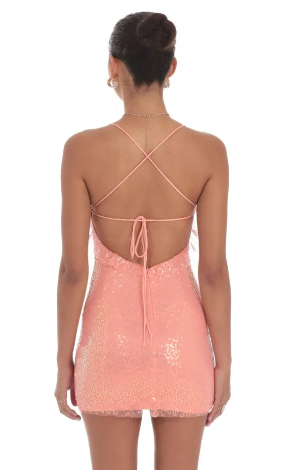 Sequin Ruffle Mini Dress Coral Women LUCY IN THE SKY Mini Dresses Sequin Ruffle Mini Dress Coral Women LUCY IN THE SKY Mini Dresses