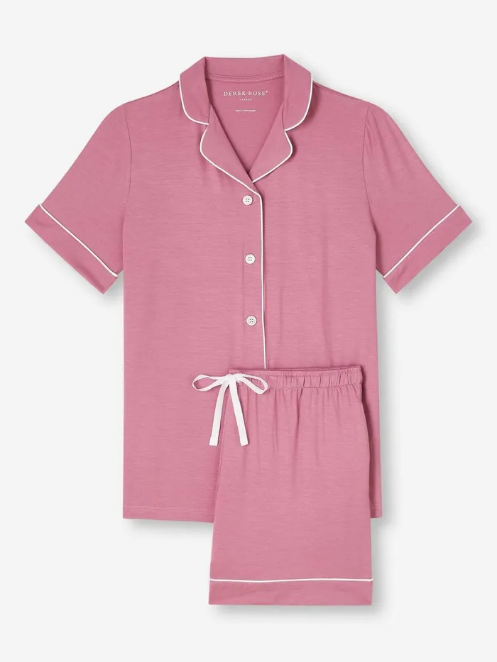 Short Pajamas Women Derek Rose Short Pajamas Lara Micro Modal Stretch Orchid Purple