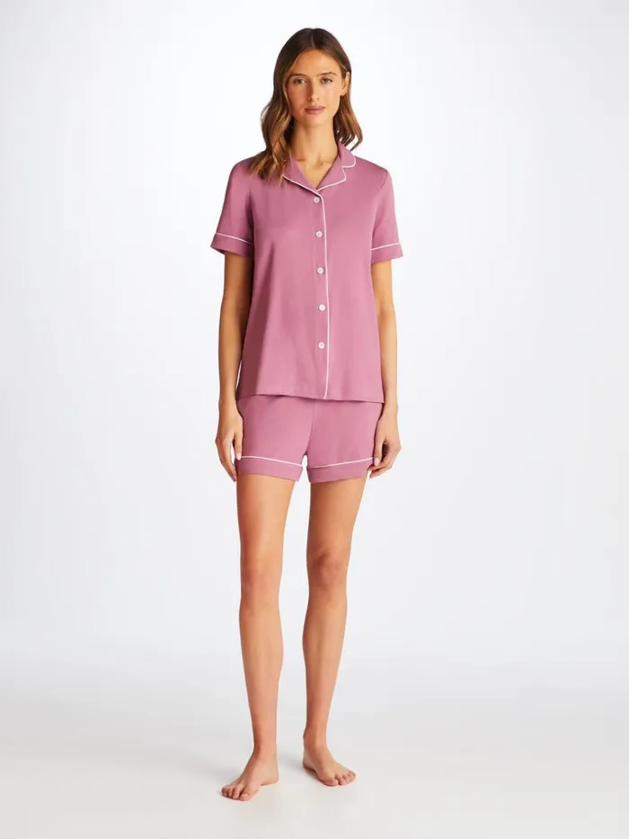 Short Pajamas Women Derek Rose Short Pajamas Lara Micro Modal Stretch Orchid Purple