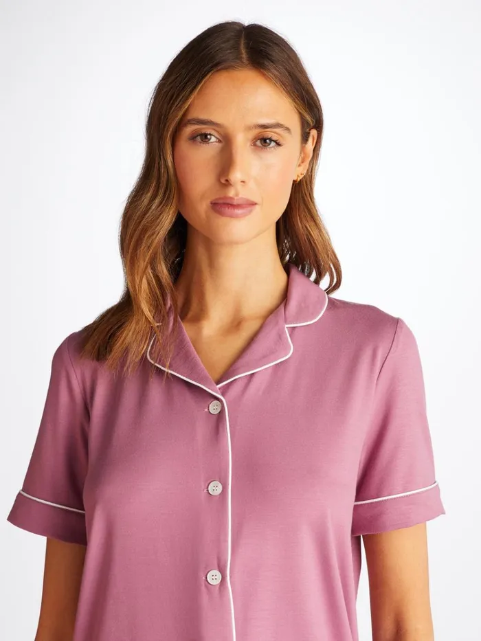 Short Pajamas Women Derek Rose Short Pajamas Lara Micro Modal Stretch Orchid Purple