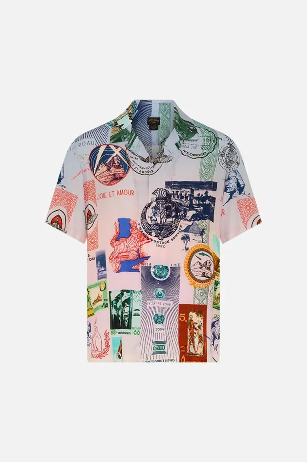 SHORT SLEEVE CAMP COLLARED SHIRT HAUTE PASSPORT Haute Passport Mens Camilla Shirts