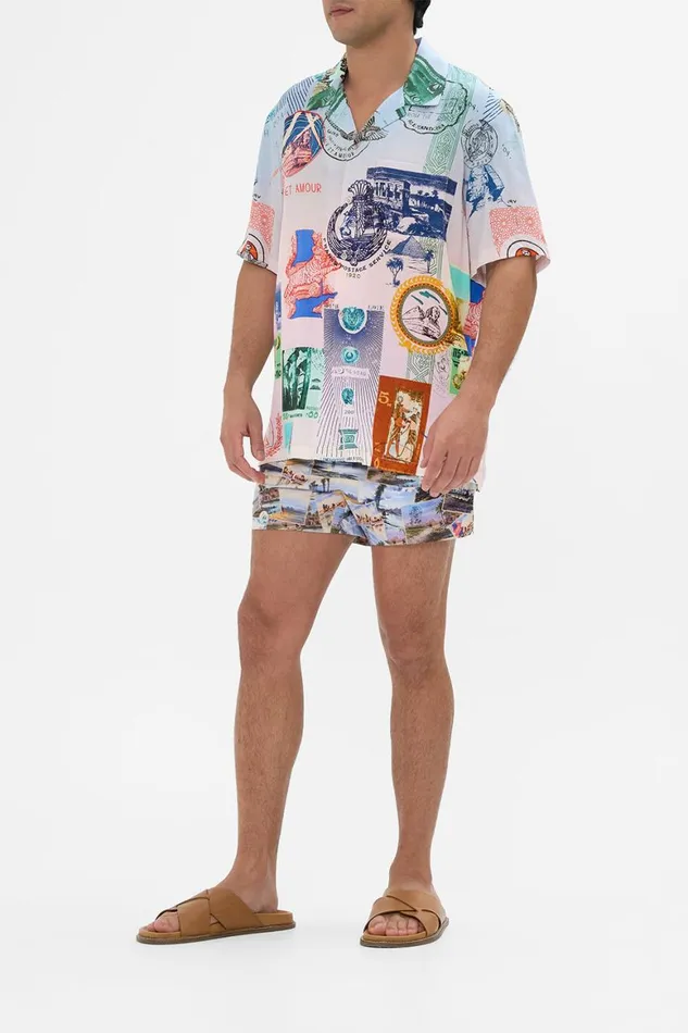 SHORT SLEEVE CAMP COLLARED SHIRT HAUTE PASSPORT Haute Passport Mens Camilla Shirts