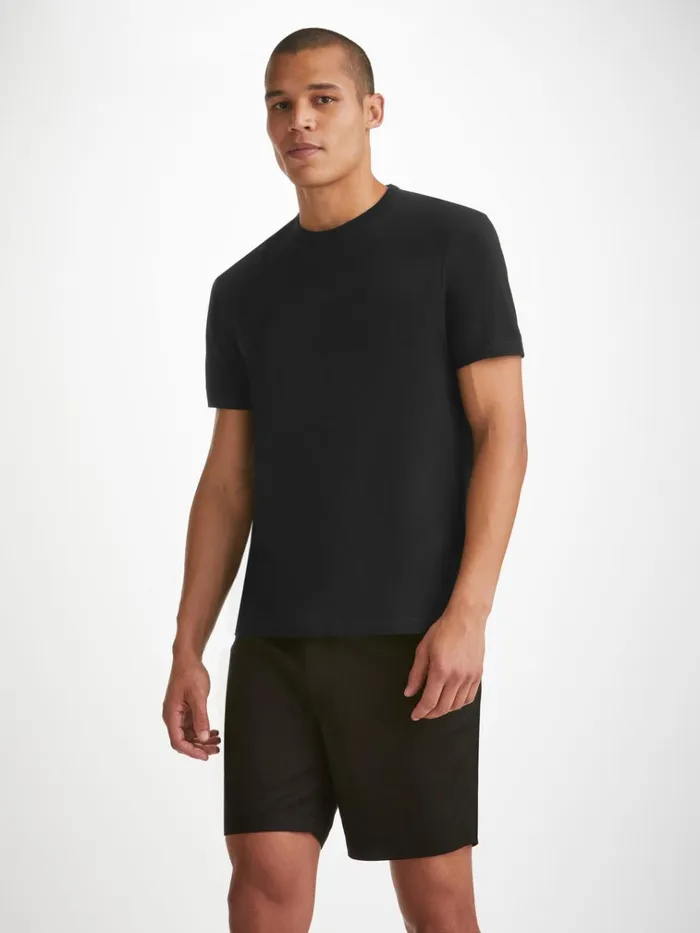 Short Sleeve TShirts Men Derek Rose TShirt Barny Pima Cotton Black