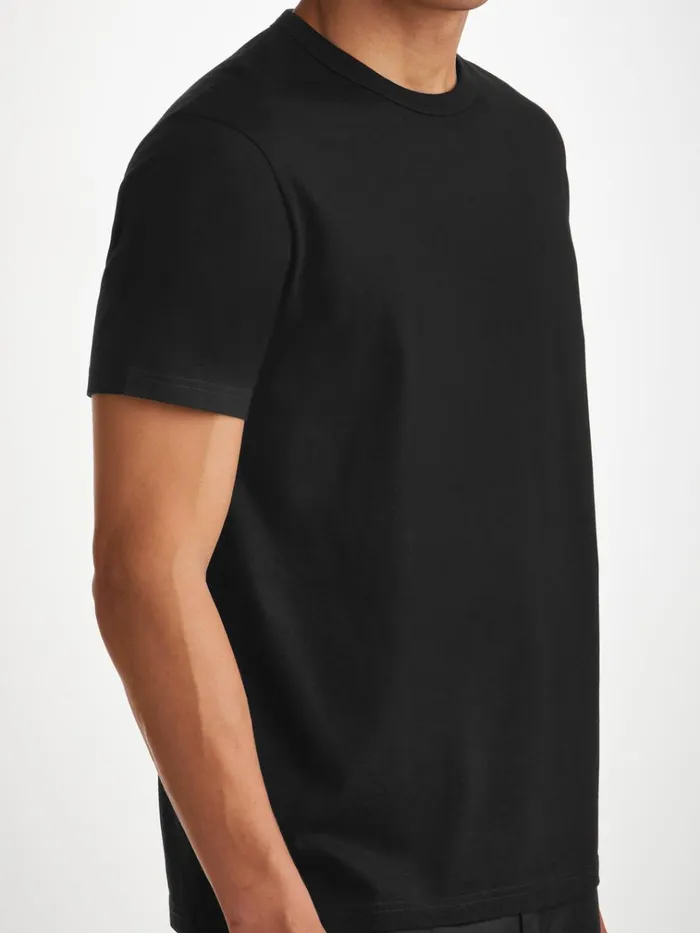 Short Sleeve TShirts Men Derek Rose TShirt Barny Pima Cotton Black