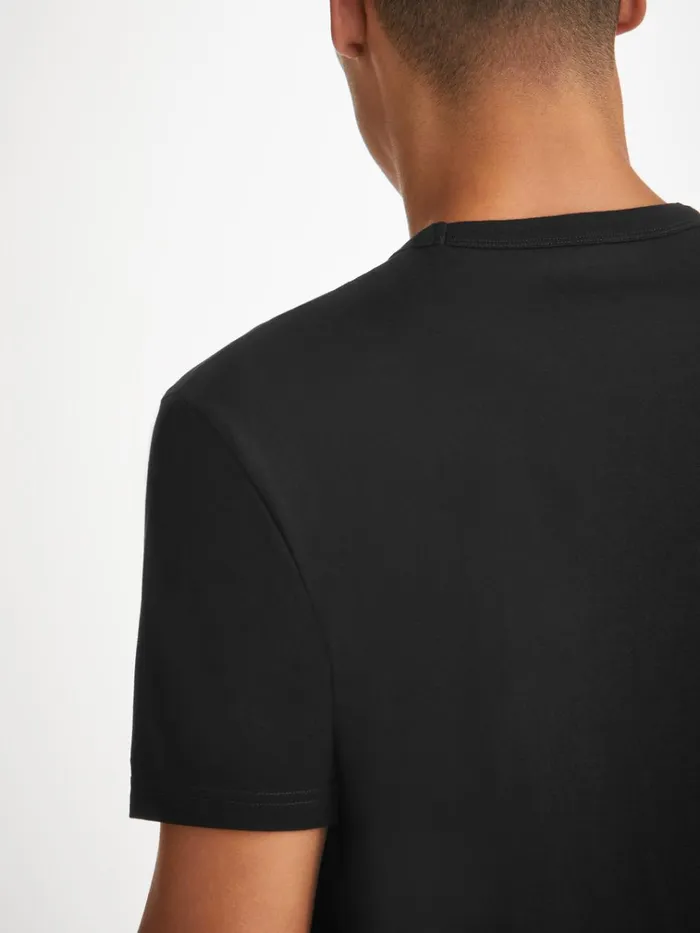 Short Sleeve TShirts Men Derek Rose TShirt Barny Pima Cotton Black