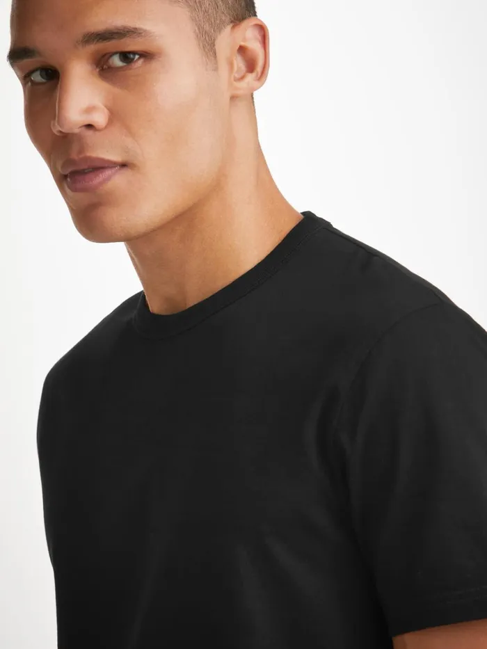 Short Sleeve TShirts Men Derek Rose TShirt Barny Pima Cotton Black