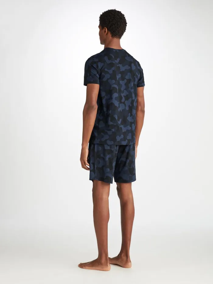Short Sleeve TShirts Men Derek Rose TShirt London 11 Micro Modal Navy