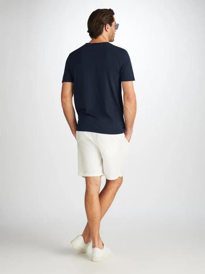 Short Sleeve TShirts Men Derek Rose VNeck TShirt Riley Pima Cotton Navy