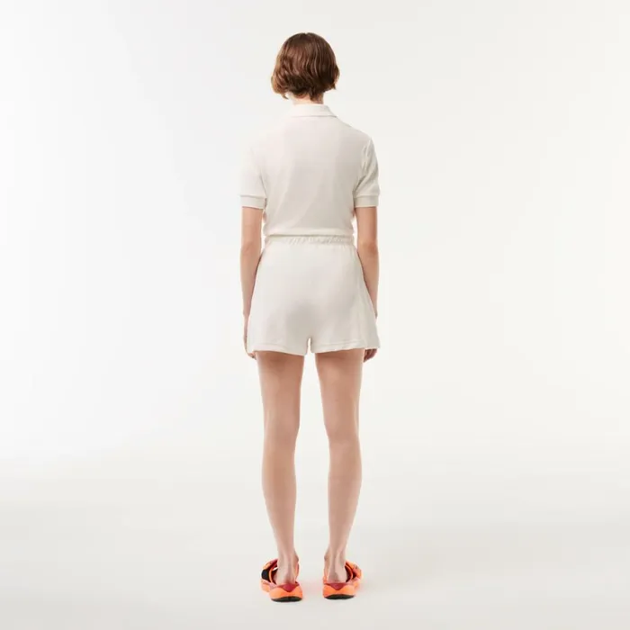 Shorts and Skirts Women Lacoste Womens Organic Cotton Terry Shorts White 70v