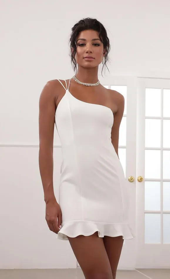 Shoulder Ruffle Dress White Women LUCY IN THE SKY Mini Dresses