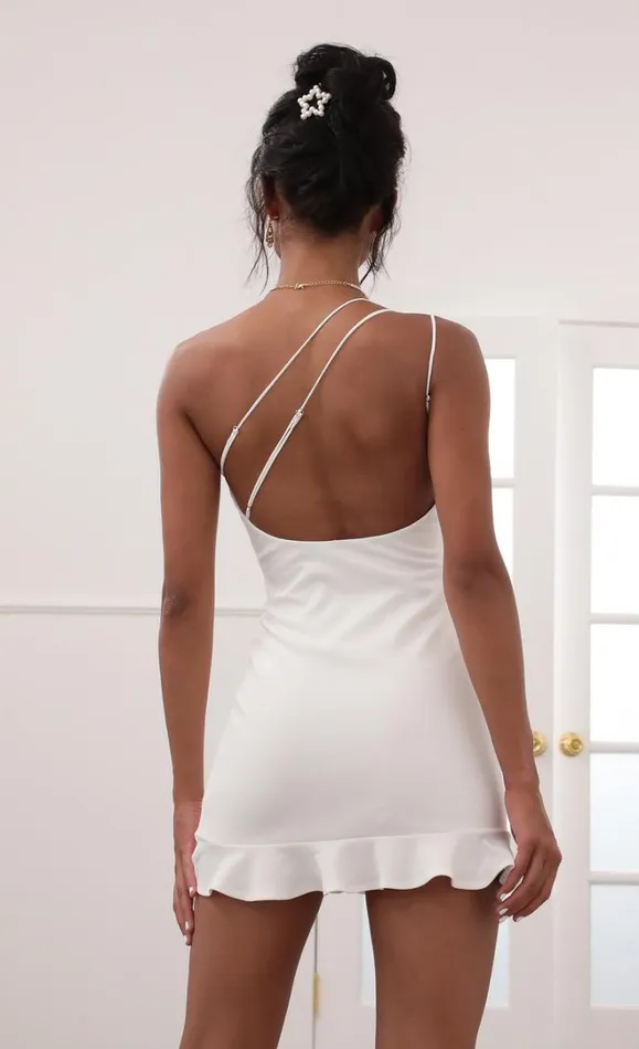 Shoulder Ruffle Dress White Women LUCY IN THE SKY Mini Dresses Shoulder Ruffle Dress White Women LUCY IN THE SKY Mini Dresses