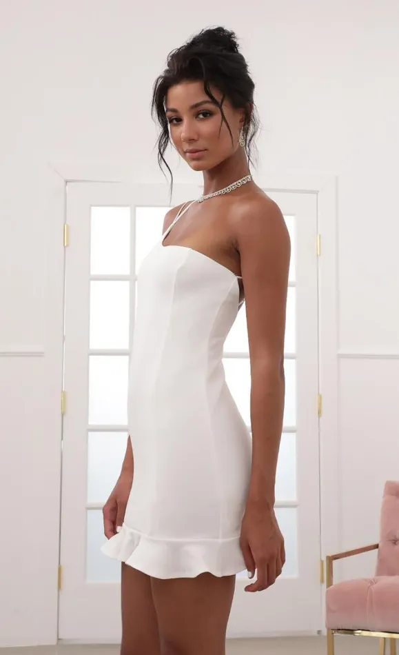 Shoulder Ruffle Dress White Women LUCY IN THE SKY Mini Dresses Shoulder Ruffle Dress White Women LUCY IN THE SKY Mini Dresses