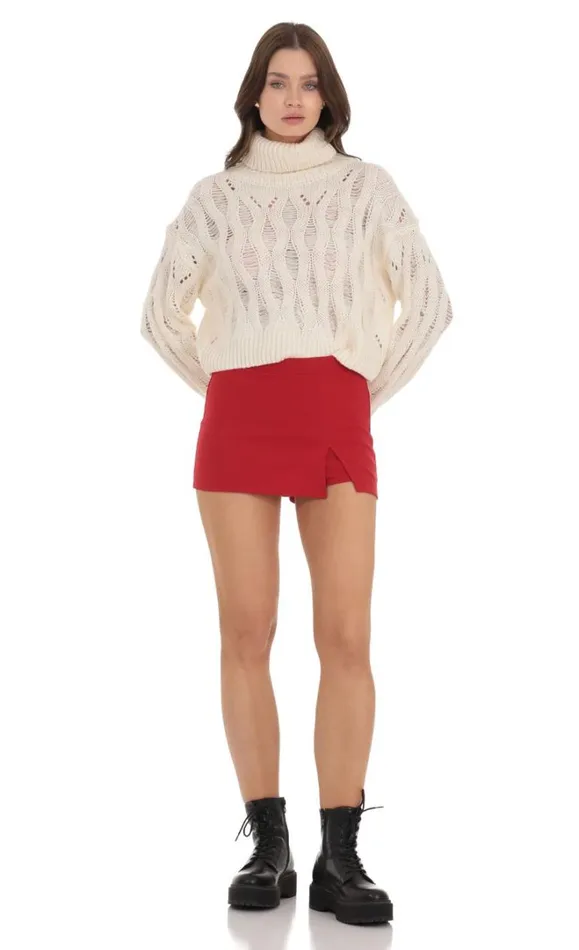 Side Slit Mini Skort Red Women LUCY IN THE SKY Skirts Side Slit Mini Skort Red Women LUCY IN THE SKY Skirts