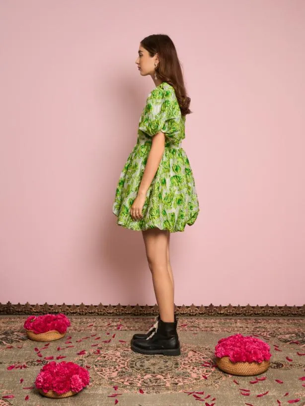 Sister Jane Dresses Womenswear Cardamom Jacquard Mini Dress Lime Punch