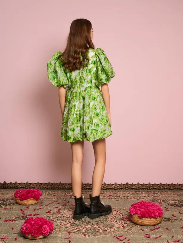 Sister Jane Dresses Womenswear Cardamom Jacquard Mini Dress Lime Punch