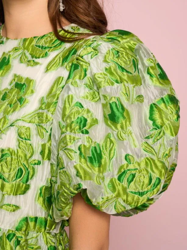 Sister Jane Dresses Womenswear Cardamom Jacquard Mini Dress Lime Punch